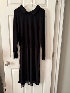 torrid Black Long Sleeve Collared Midi Dress